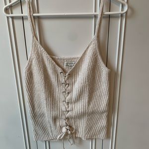 Cream Tie Up Tank Top